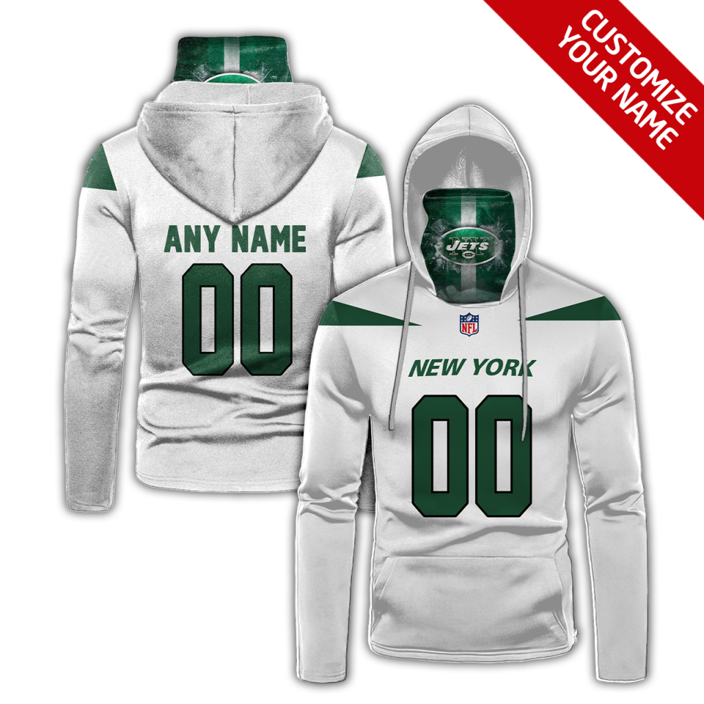 Men's New York Jets 2020 White Customize Hoodie Mask